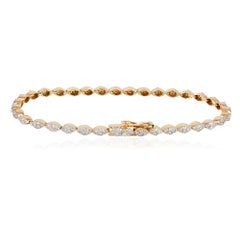 1,46 Karat Diamant Marquise Pave Link Armband, 14k Gelbgold Hochzeitsschmuck
