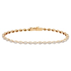1,46 Karat Diamant Marquise Pave Link Armband, 14k Gelbgold Hochzeitsschmuck