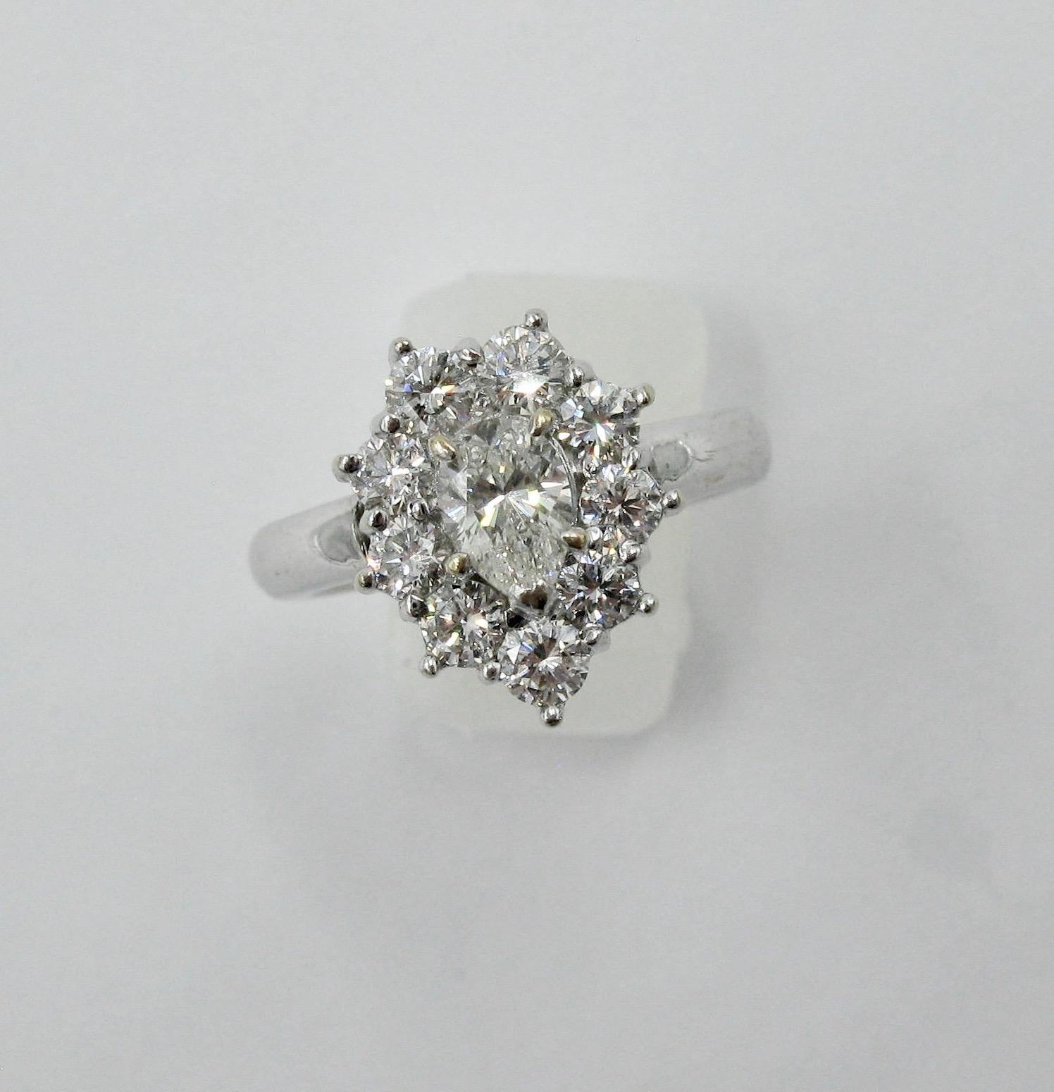 1.46 Carat Diamond Wedding Engagement Cocktail Ring Pear Shape 18 Karat Gold 6