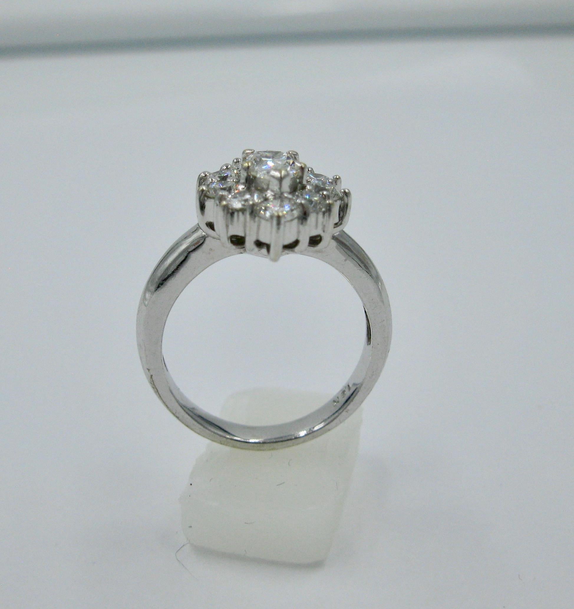 Women's 1.46 Carat Diamond Wedding Engagement Cocktail Ring Pear Shape 18 Karat Gold