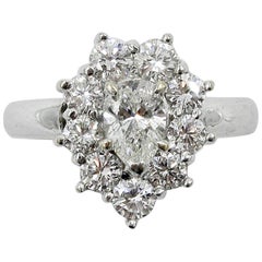 Vintage 1.46 Carat Diamond Wedding Engagement Cocktail Ring Pear Shape 18 Karat Gold