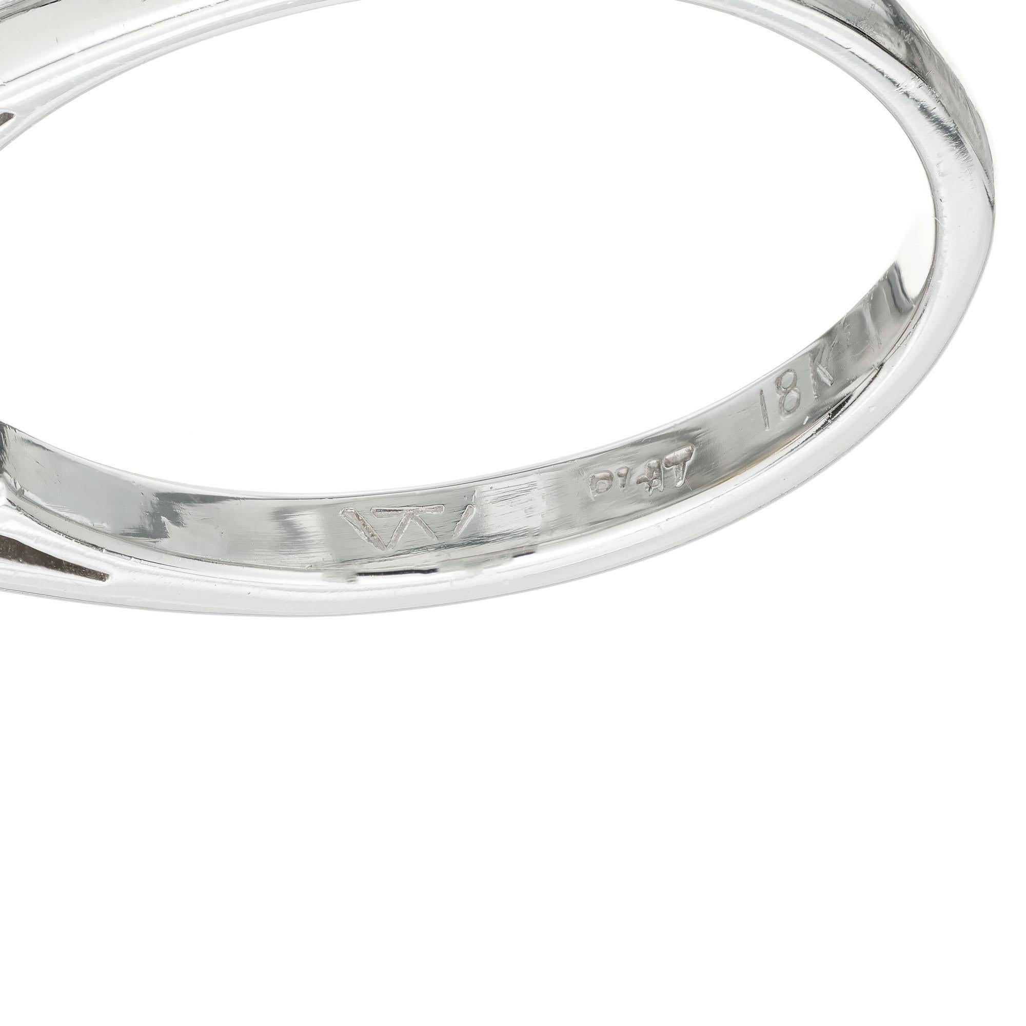 1.46 Carat Fancy Yellow Diamond Three-Stone Platinum Engagement Ring For Sale 2