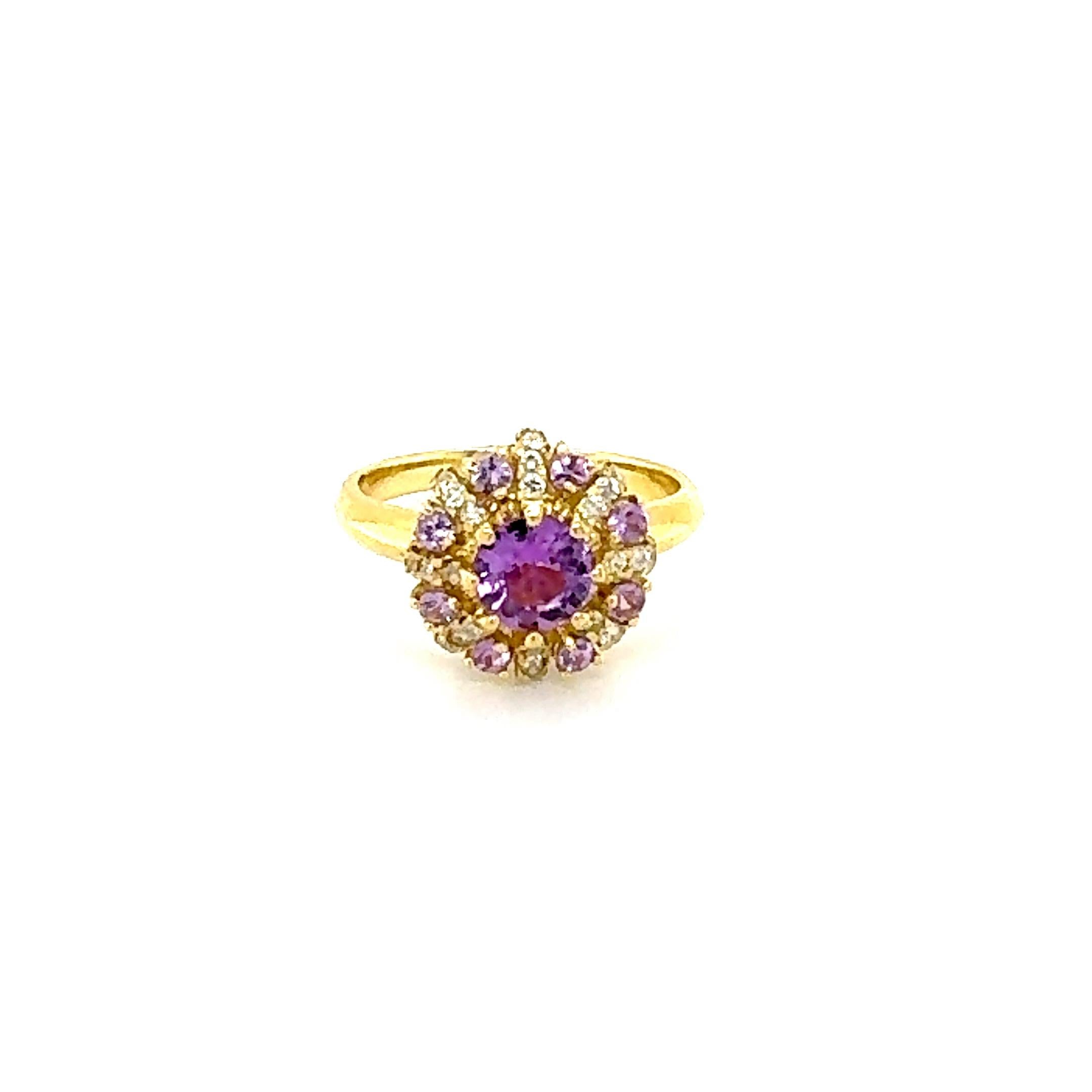 Contemporary 1.46 Carat GIA Certified Pink Sapphire Diamond Yellow Gold Ring For Sale