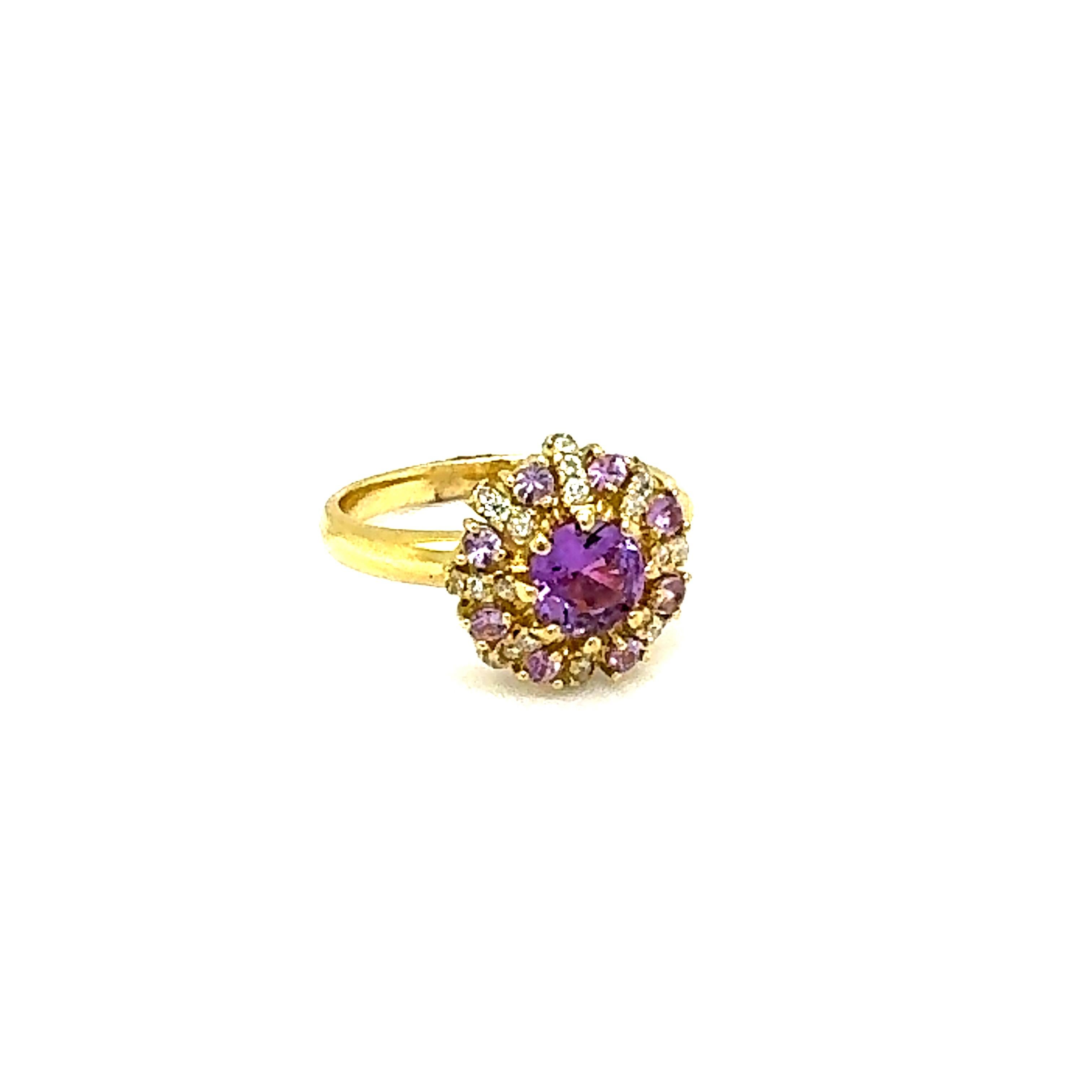 Cushion Cut 1.46 Carat GIA Certified Pink Sapphire Diamond Yellow Gold Ring For Sale