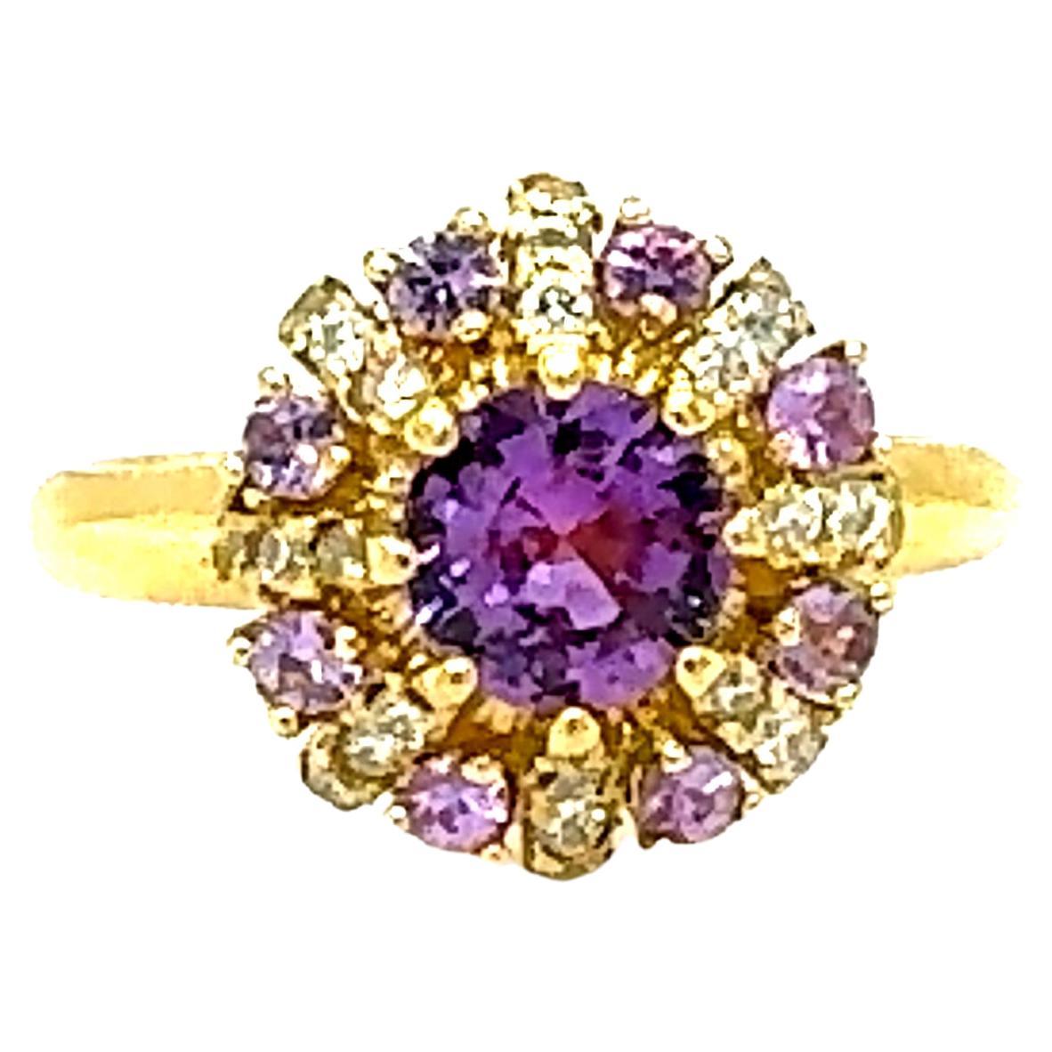 1.46 Karat GIA zertifizierter rosa Saphir Diamant Gelbgold Ring