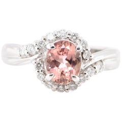 1.46 Carat Imperial Topaz and Diamond Engagement Ring Set in Platinum