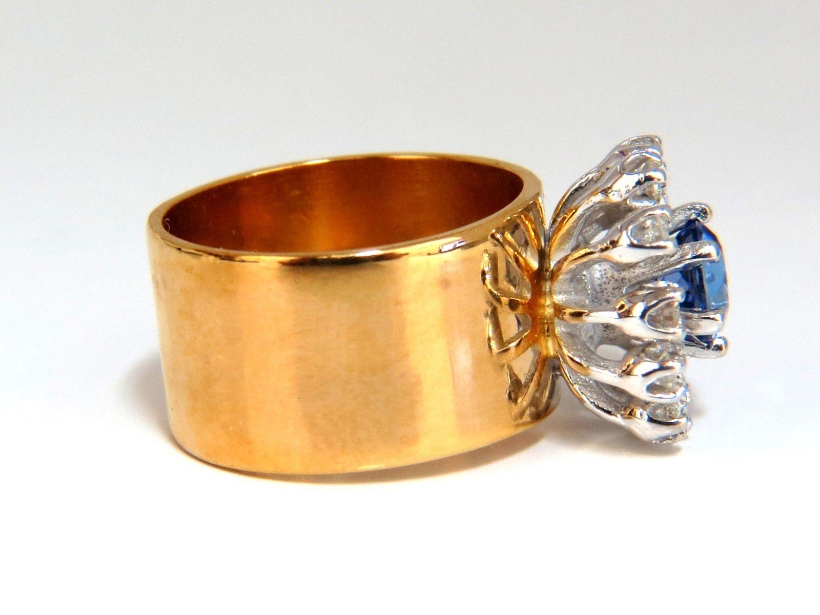 1,46 Karat natürlicher runder Tansanit Diamanten Ring 14 Karat Cluster Halo im Angebot 2