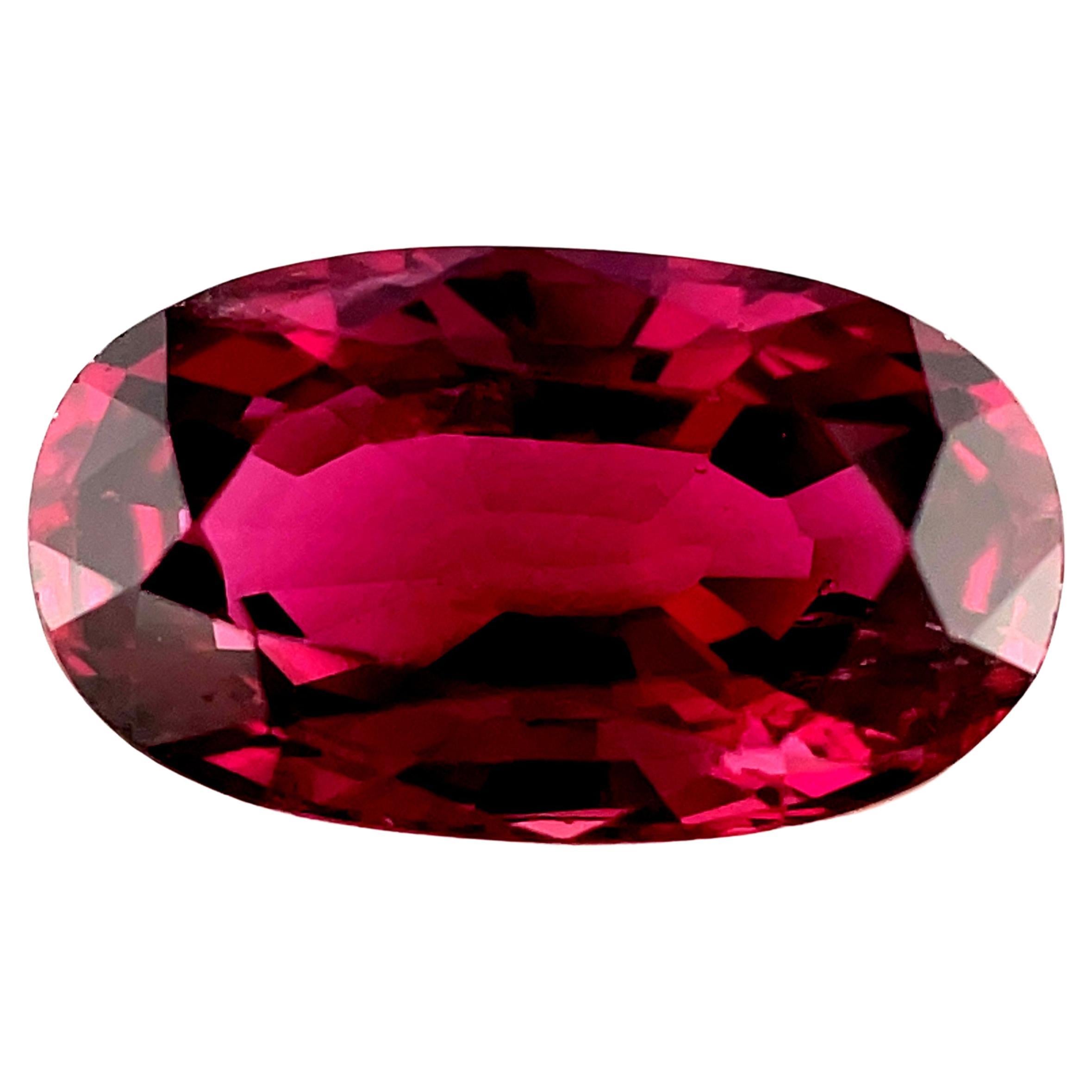 Loose Ruby Gemstone for Engagement or 3-Stone Ring, 1.46 Carat Oval  For Sale