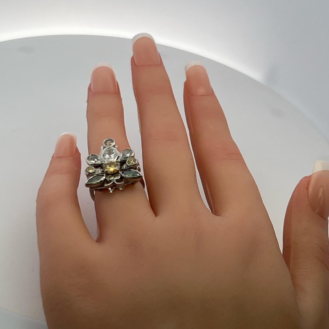 1.46 Carat Pear and Round Diamond 1.55 Carat Gemstone 18K WG Cocktail Ring For Sale 3