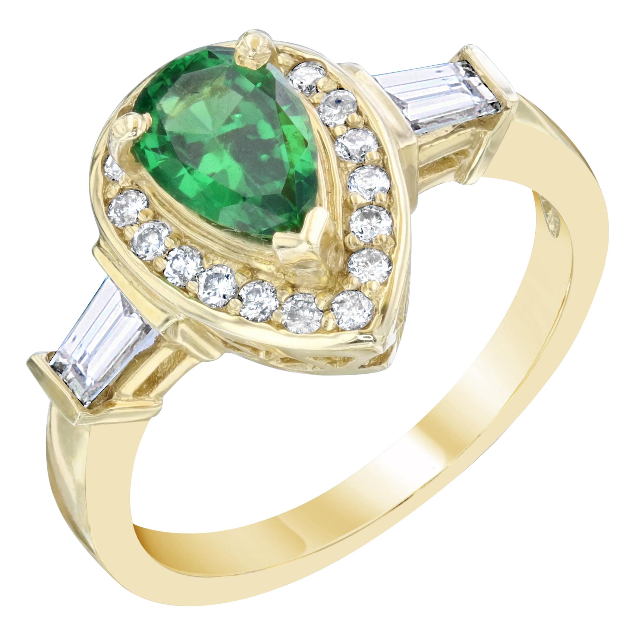 Art Deco 1.46 Carat Diamond and Sapphire Yellow Gold Dress Ring at ...