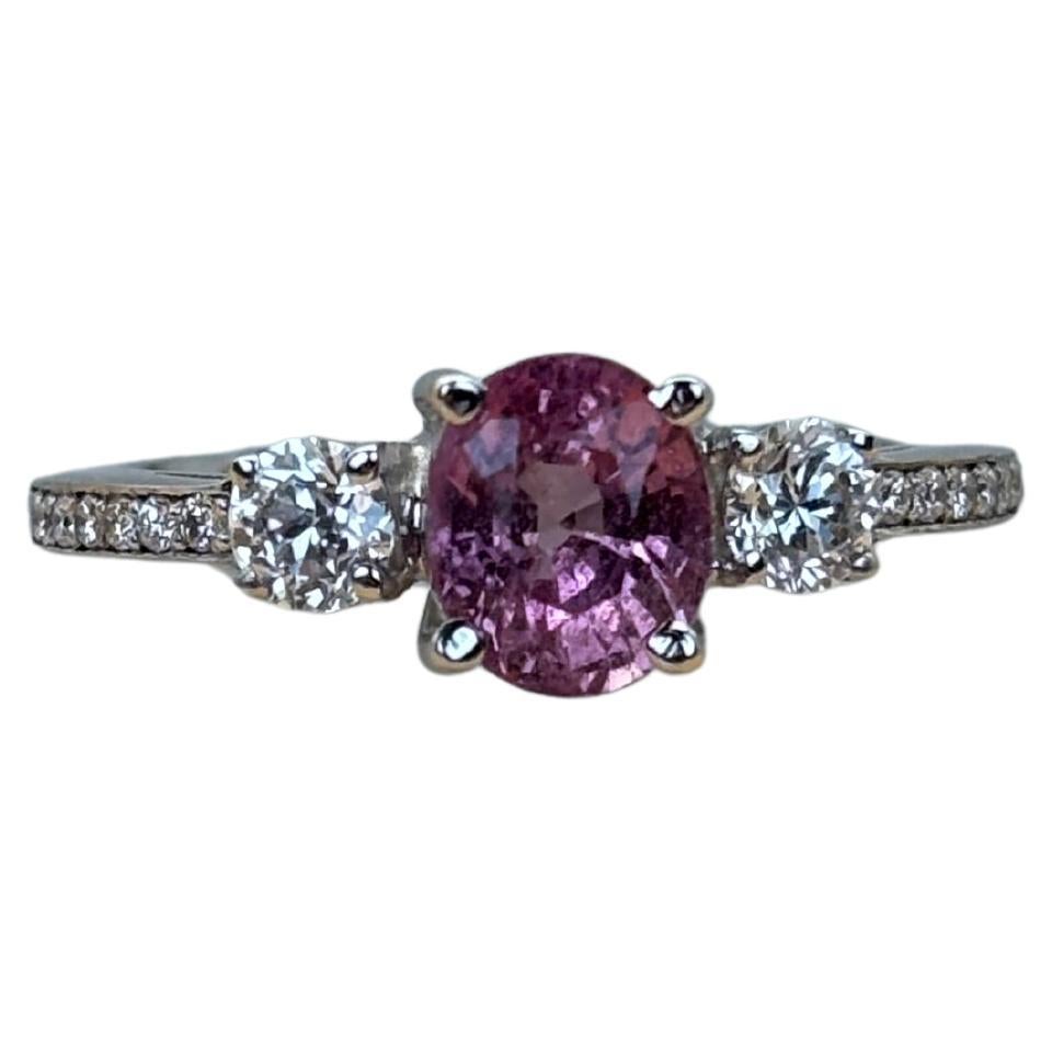 1.46 Carat Pink Sapphire Ring in 18K White Gold