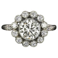 EGL USA Certified 1.46 Carat Round Scalloped Diamond Ring