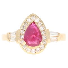 Anillo de oro amarillo de 14 quilates con diamante rubí de 1,46 quilates