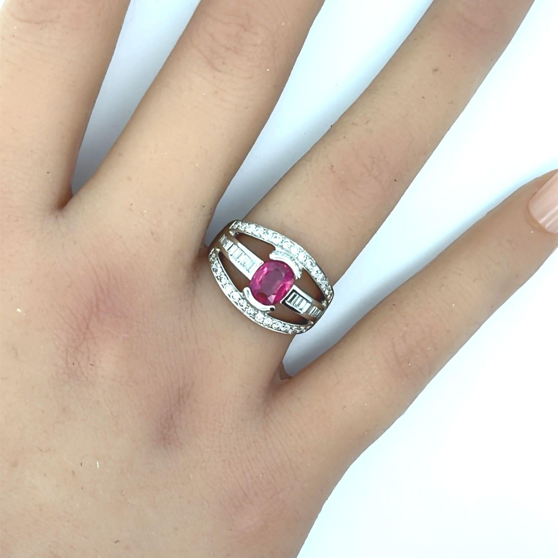 1.46 Carat Ruby diamond Platinum Band Ring In New Condition For Sale In Beverly Hills, CA