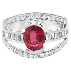 1.46 Carat Ruby diamond Platinum Band Ring
