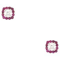 1.46 Carat Ruby Stud Earring Jackets 18 Karat En stock