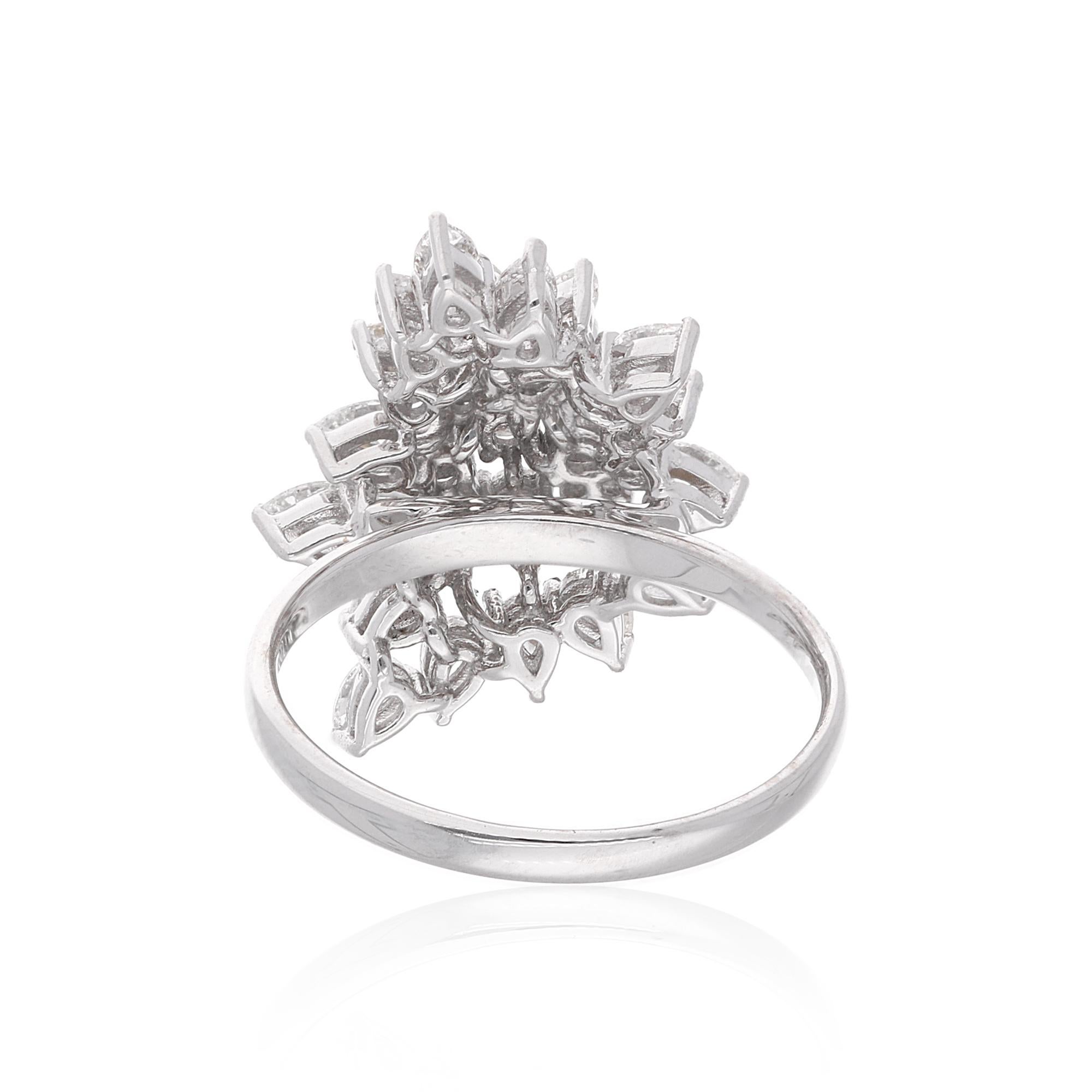 Im Angebot: 1,46 Karat SI Reinheit HI Farbe Diamant Cluster Cocktail Ring 14 Karat Weißgold () 3