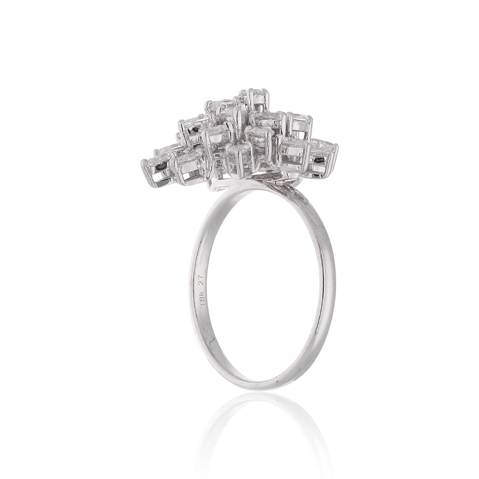 Im Angebot: 1,46 Karat SI Reinheit HI Farbe Diamant Cluster Cocktail Ring 18 Karat Weißgold () 3