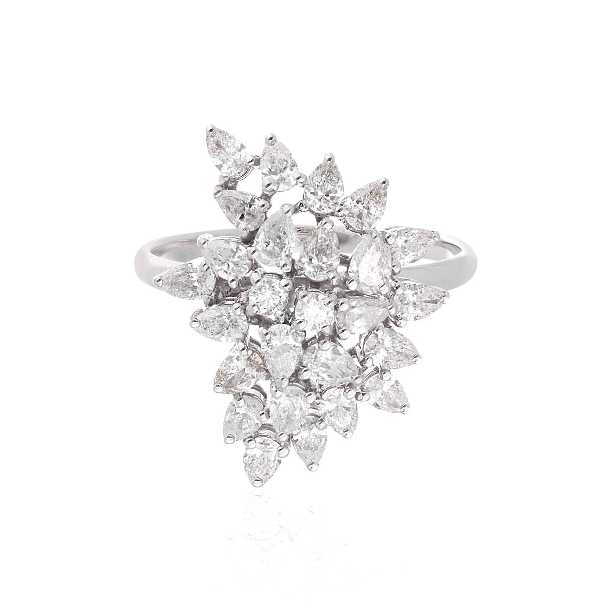 1,46 Karat SI Reinheit HI Farbe Diamant Cluster Cocktail Ring 18 Karat Weißgold