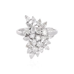 1,46 Karat SI Reinheit HI Farbe Diamant Cluster Cocktail Ring 18 Karat Weißgold