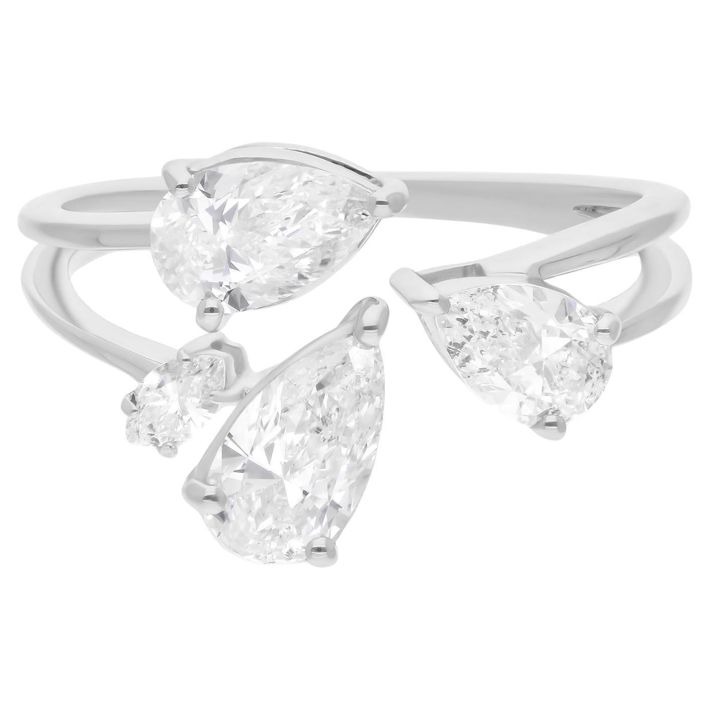 1.46 Carat SI Clarity HI Color Pear Cut Diamond Ring 14 Karat White Gold Jewelry
