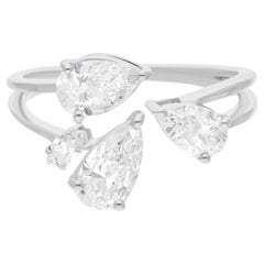 1.46 Carat SI Clarity HI Color Pear Cut Diamond Ring 18 Karat White Gold Jewelry