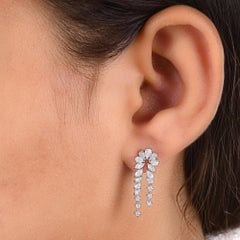 1.46 Carat SI/H Diamond Loop Dangle Drop Earrings 18 Karat White Gold