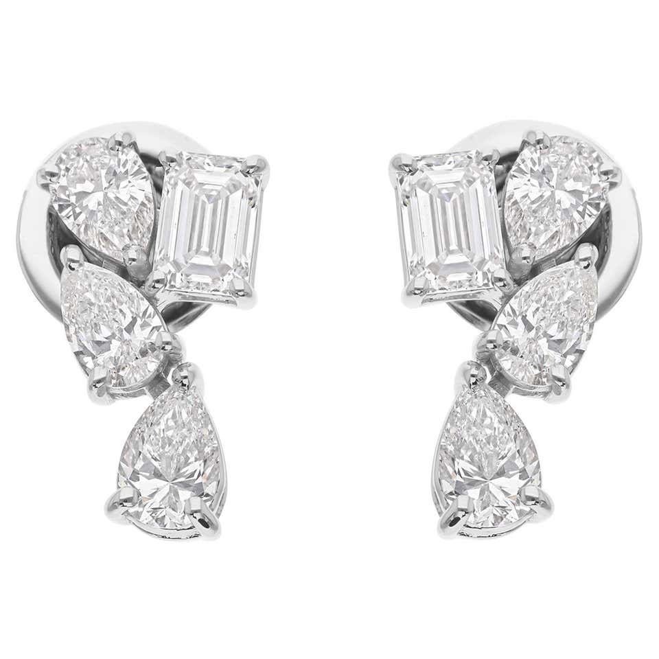 0.5 Carat SI Clarity HI Color Natural Diamond Stud Earrings 18 Karat ...