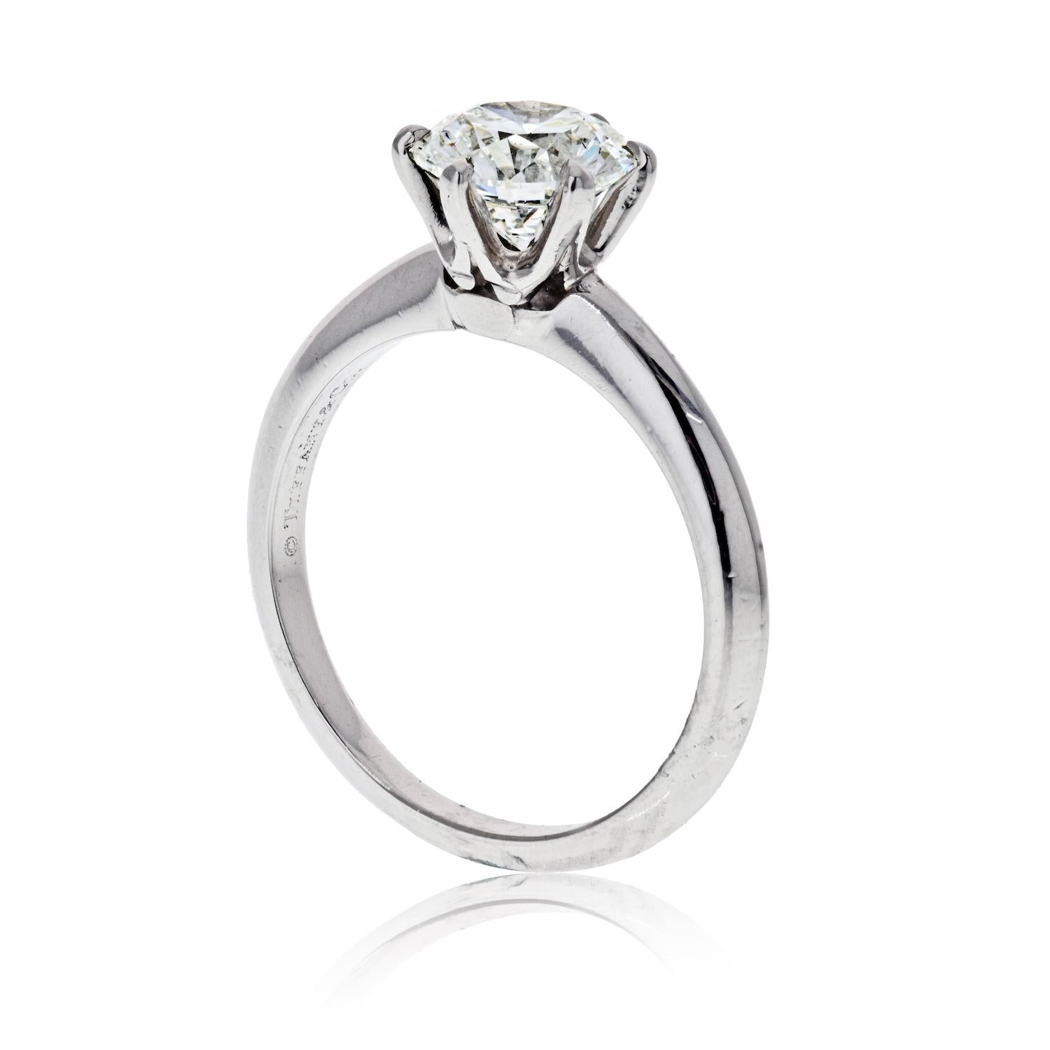 Introduced in 1886, the Tiffany Six Prong Setting is the most popular diamond engagement ring in history. The most iconic engagement ring design, the Tiffany 6 Prong Setting features a round brilliant-cut diamond in a six-prong setting, lifting the