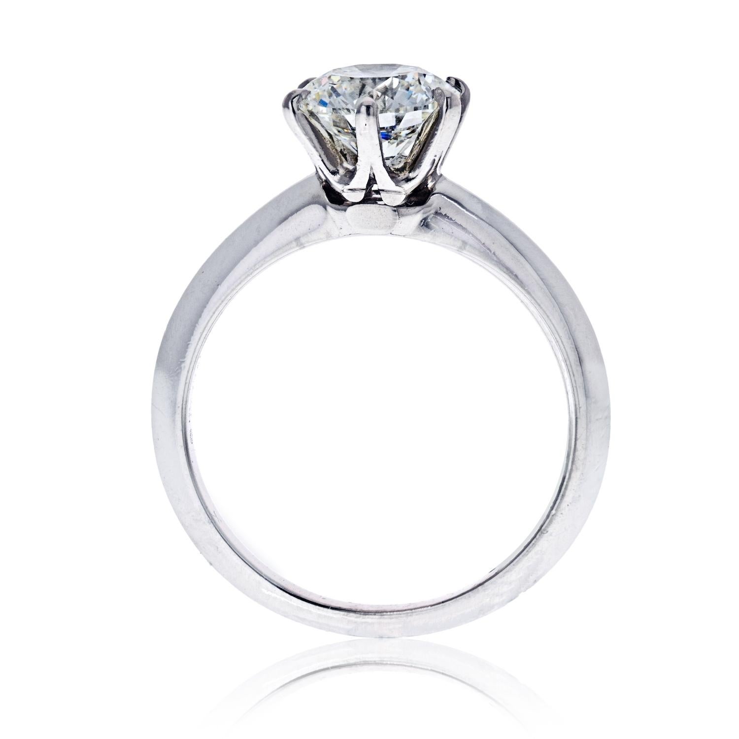 Modern 1.46 Carat Tiffany & Co. Six Prong Round Cut Diamond Engagement Ring