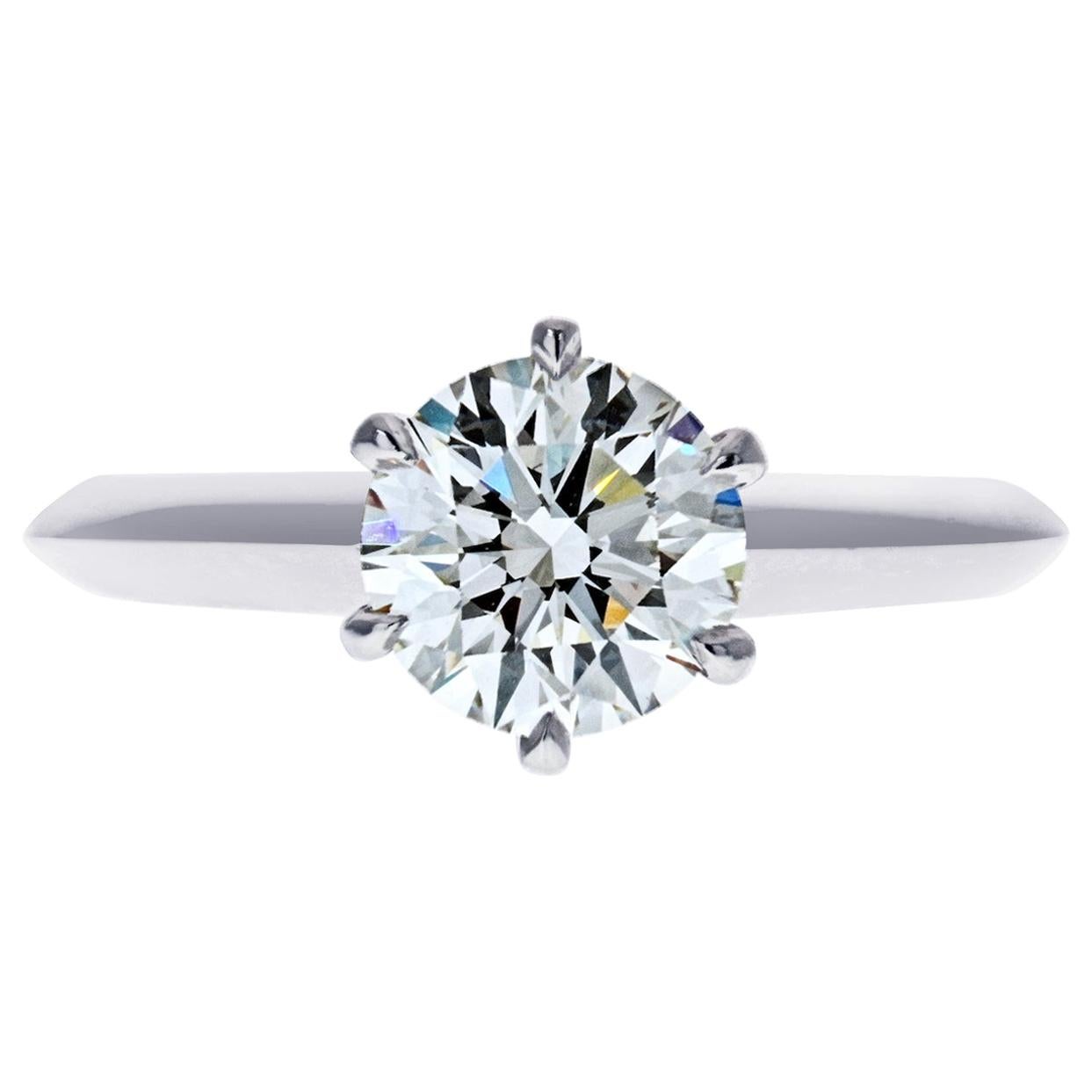 1.46 Carat Tiffany & Co. Six Prong Round Cut Diamond Engagement Ring