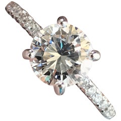 1.46 Carat TW Round Diamond Engagement Ring 14 Karat W, Ben Dannie
