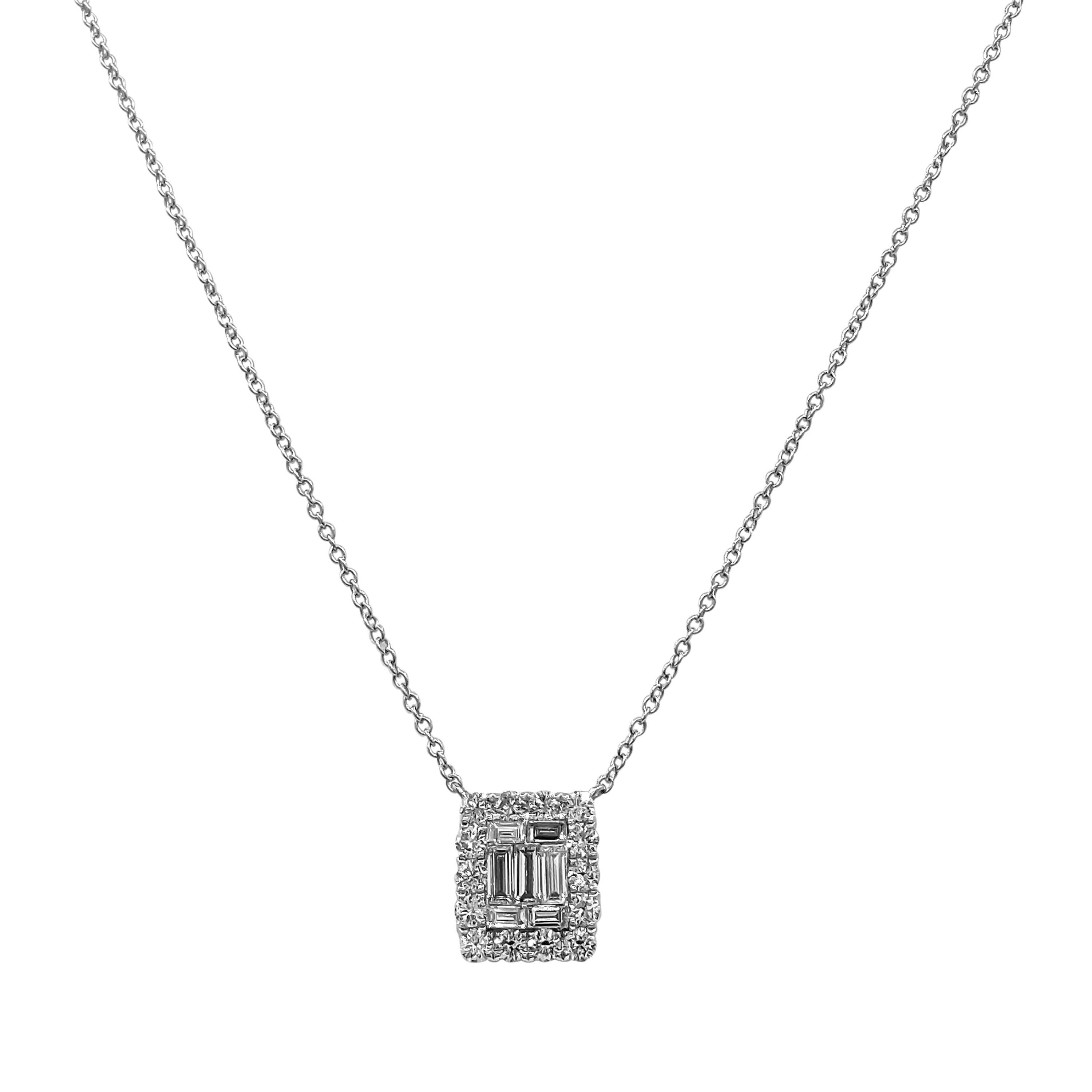 Taglio misto Collana in oro bianco con diamanti bianchi da 1,46 carati in vendita