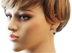 Orecchini a goccia in oro 18 carati con smeraldo colombiano di 1,46 carati e diamanti di 0,25 carati