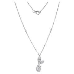 1.46 Ct Natural Diamond Pear & Marquise Drop Pendant Necklace in 18K White Gold