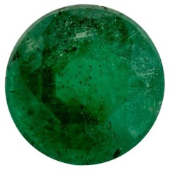 1.46 Carat Natural Emerald Round Loose Gemstone (Émeraude ronde naturelle, pierre précieuse en vrac)
