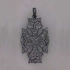 1.46 Ct Pave Diamond Cross Religious Pendant 925 Sterling Silver Wedding Gift.
