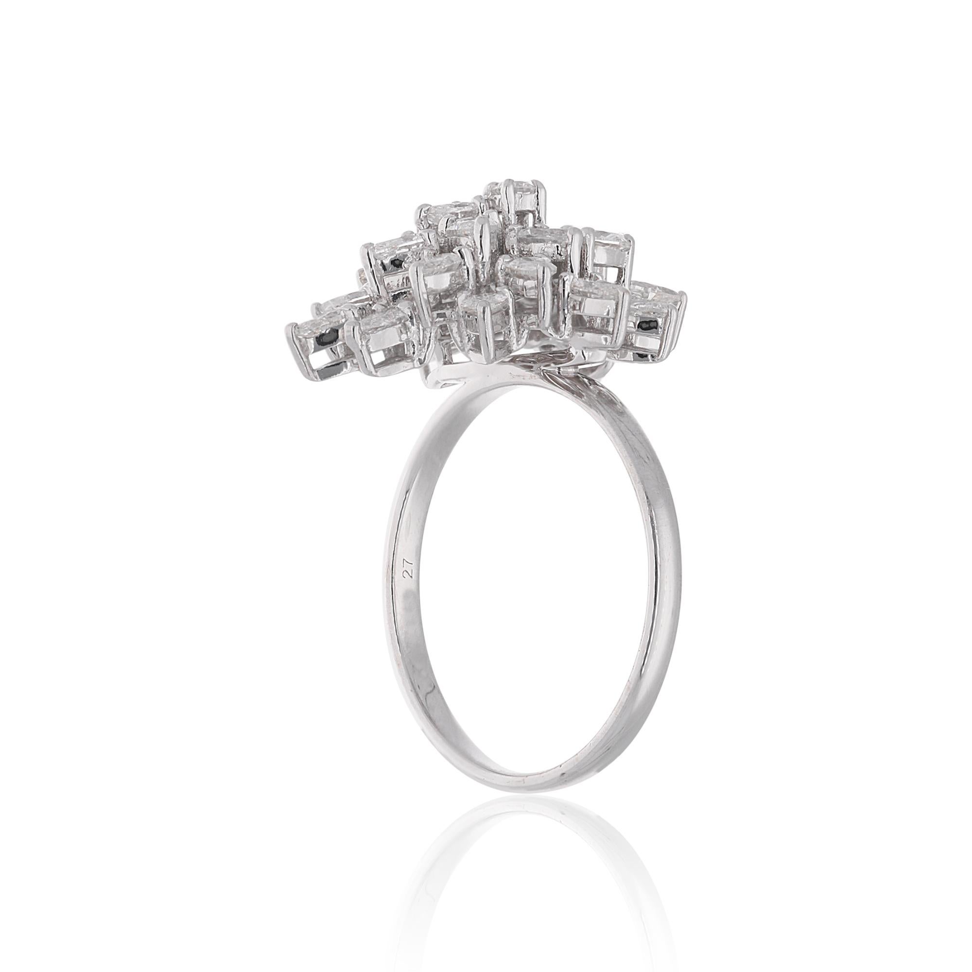 Modern 1.46ct SI Clarity HI Color Pear Round Diamond Ring 14 Karat White Gold Jewelry For Sale