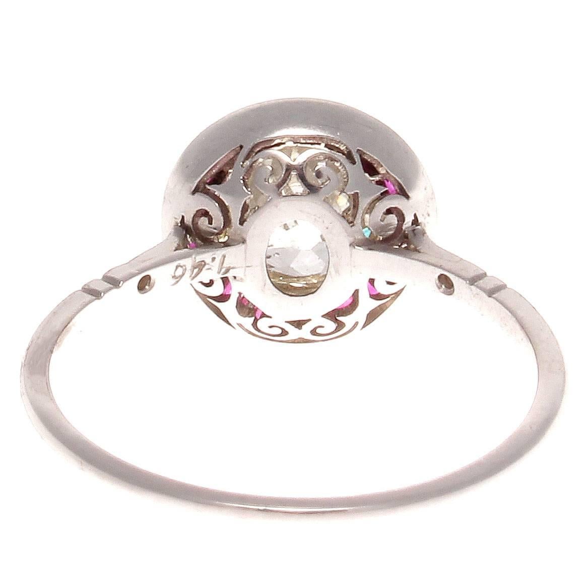 Women's 1.46 Diamond Ruby Platinum Engagement Ring