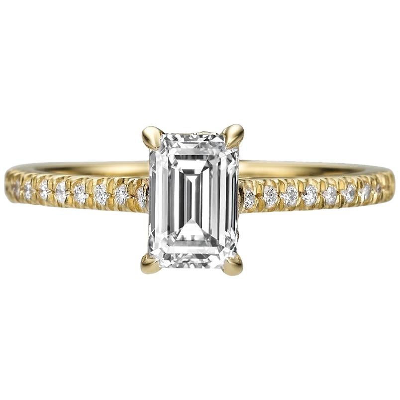 1.46 Emerald Cut Diamond Engagement Ring For Sale