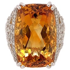 14.60 Carat Citrine Diamond Cocktail Ring