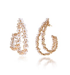14.60 Carat Full Cut Pear and Marquise Diamond Hoop Earrings