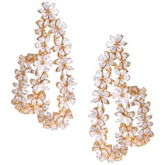 14.60 Carat Full Cut Pear and Marquise Diamond Hoop Earrings