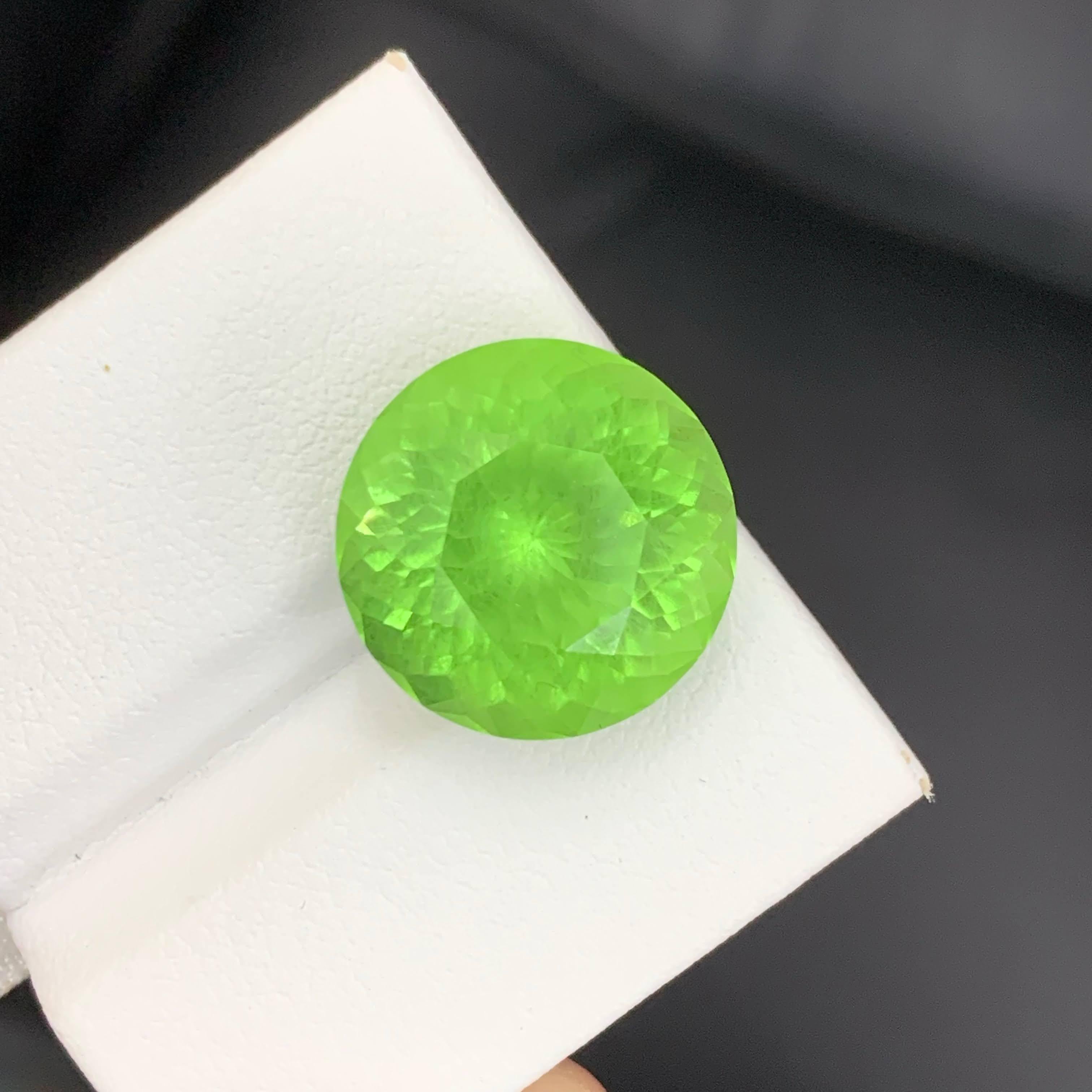 14.60 Carat Naturel Rutile Inclusion Peridot Round Cut Pakistani Gemstone en vente 3