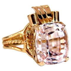 14.60 Carat Natural Pink Kunzite Solitaire Ring 14 Karat