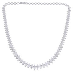 14.60 Carat SI/HI Marquise Diamond Necklace 18 Karat White Gold Handmade Jewelry