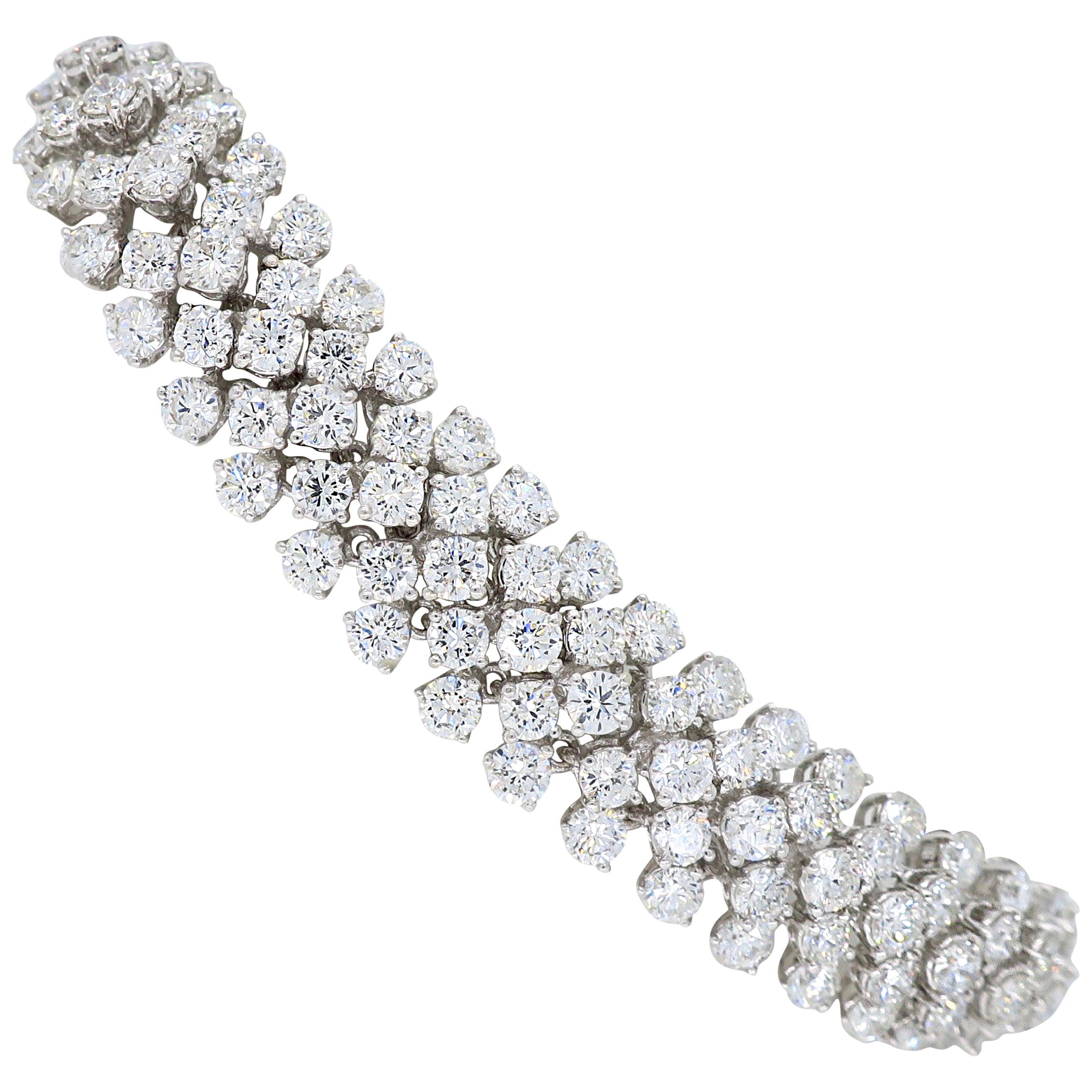 14.61 Carat Diamond Bracelet Made in 18 Karat White Gold