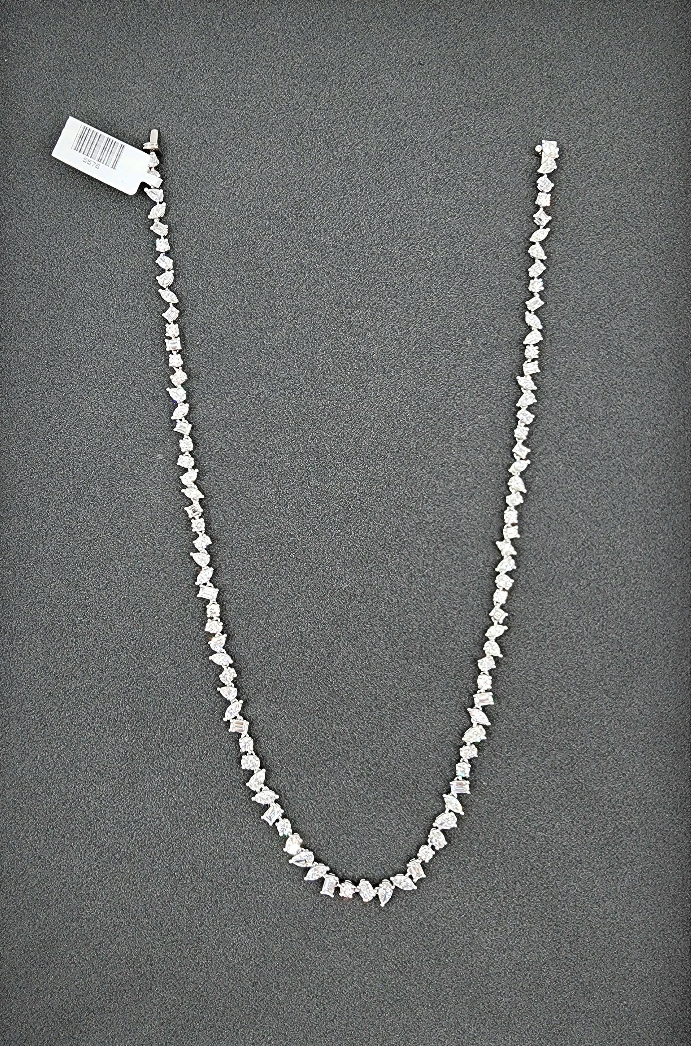Modern 14.61 ct Fancy Shape Tennis Necklace For Sale