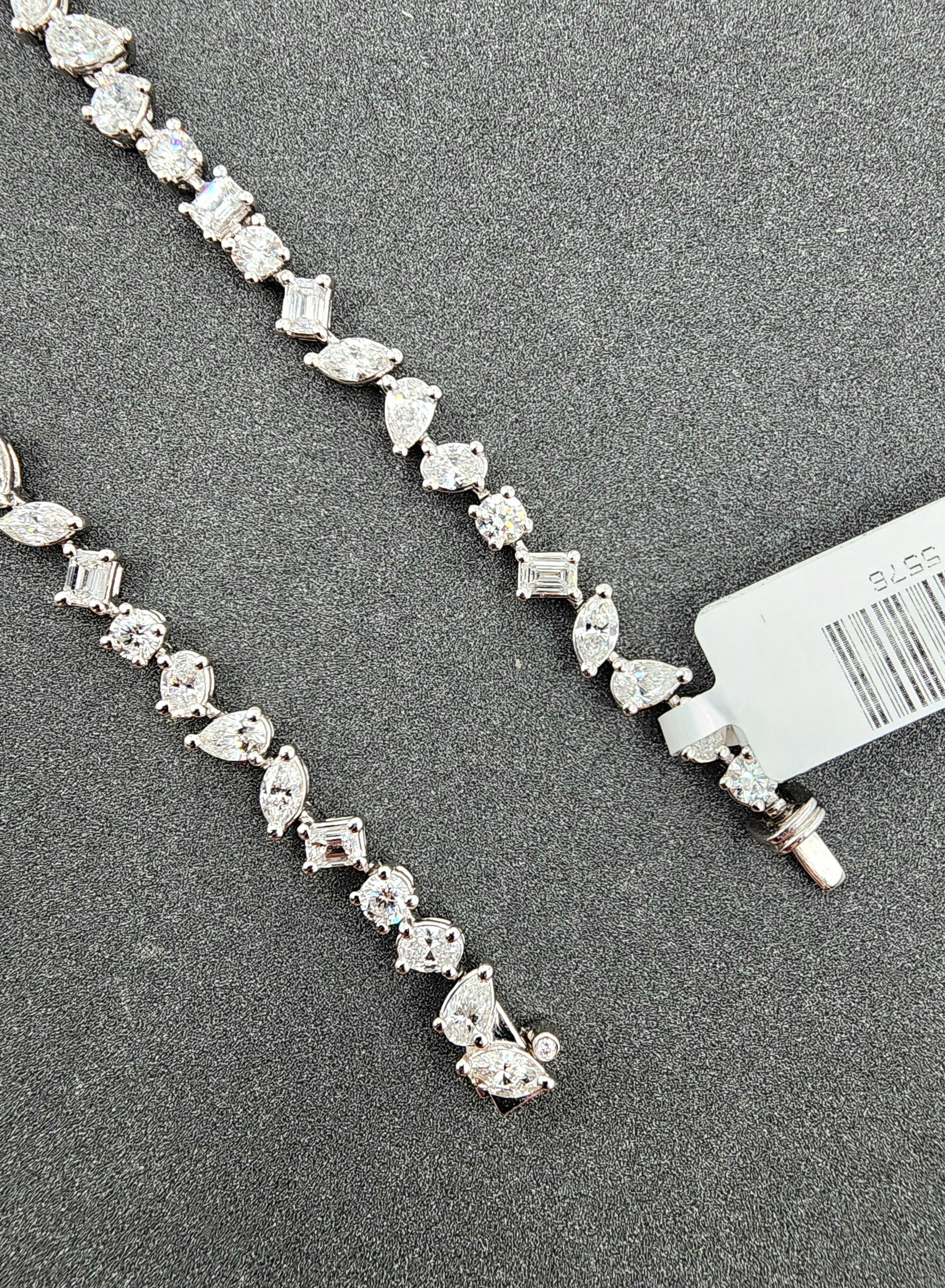 14.61 ct Fancy Shape Tennis Necklace In New Condition For Sale In Chicago, IL