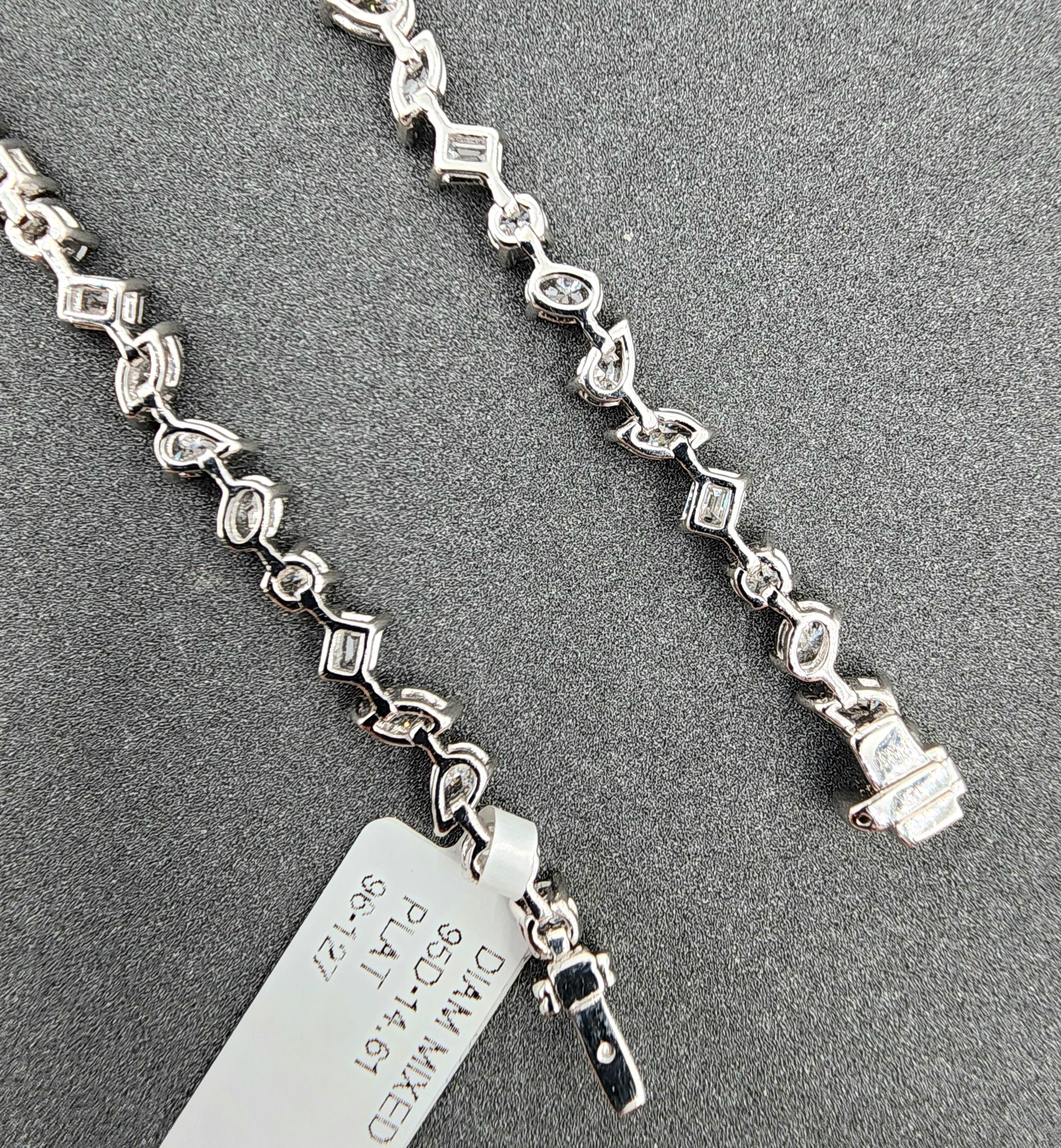 Women's or Men's 14.61 ct Fancy Shape Tennis Necklace For Sale